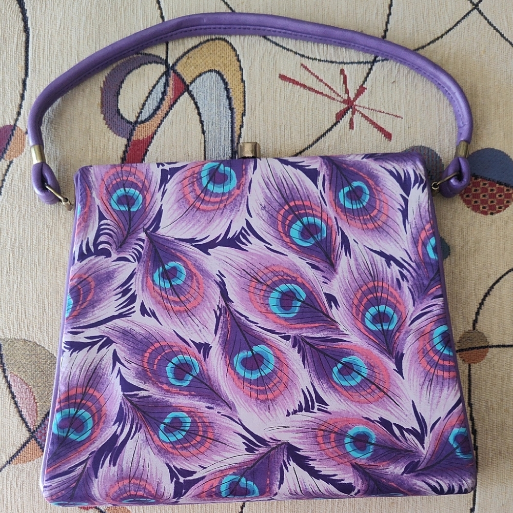 Purple Peacock Pattern Women's Bag